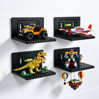 12 PCS Building Blocks Display Shelf Wall Mounted with Built-in Bubble Level, Floating Model Display Stand for Minifigures & Brick Sets, Wall Shelf Organizer for Room Decor & Storage