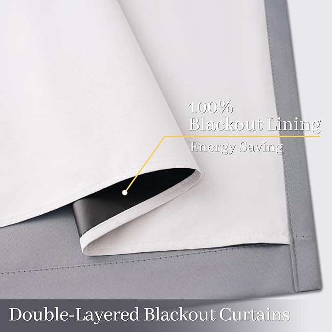 Yakamok Grey Room Darkening 100% Blackout Curtains Grommet Extra Wide Window - Image 4