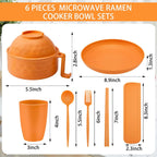 12 Pcs Microwave Ramen Cooker Set 40oz Bowl, Yellow, Orange