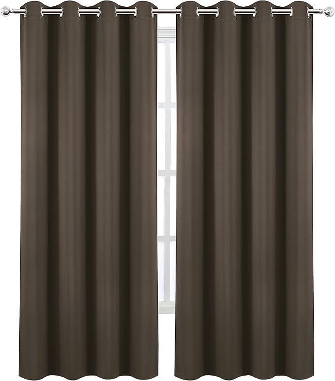 LEMOMO Blackout Curtains 66 x 84 inch/Chocolate Brown Curtains Set of 2 - Image 2