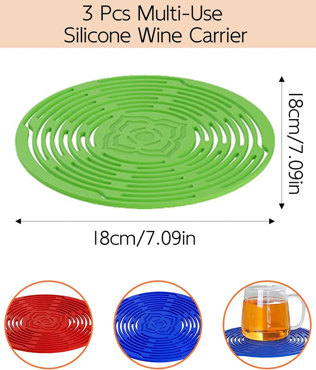Multi-Use Silicone Wine Carrier,Reusable Single Wine Bottle Carrying Pouch