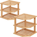 VERTORGAN 3 Tier Bamboo Dish Drying Rack,Corner Shelf 2 Pack(Natural)