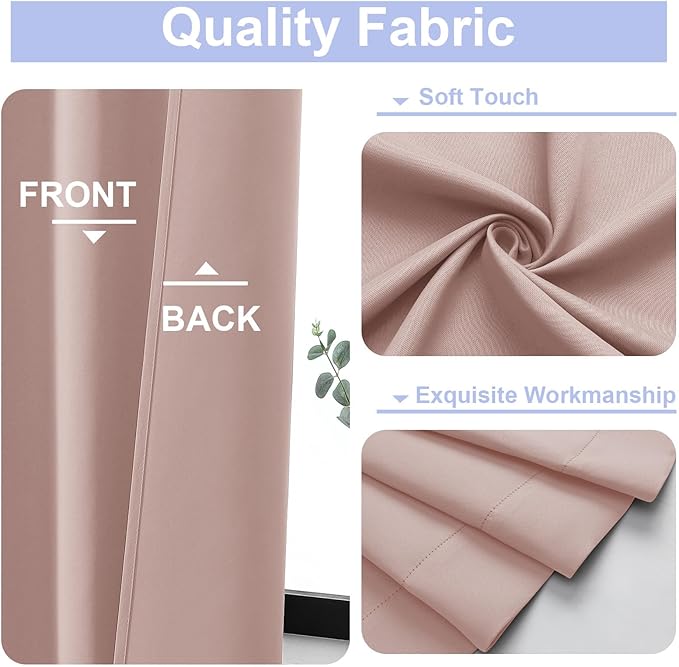 Simplebrand Ava Blush Short 24 Inches Blackout Curtain 2 Panels Set, Half - Image 3