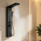 ROVATE 4 in 1 Shower Panel Tower with Powerful Body Jets, Matte Black