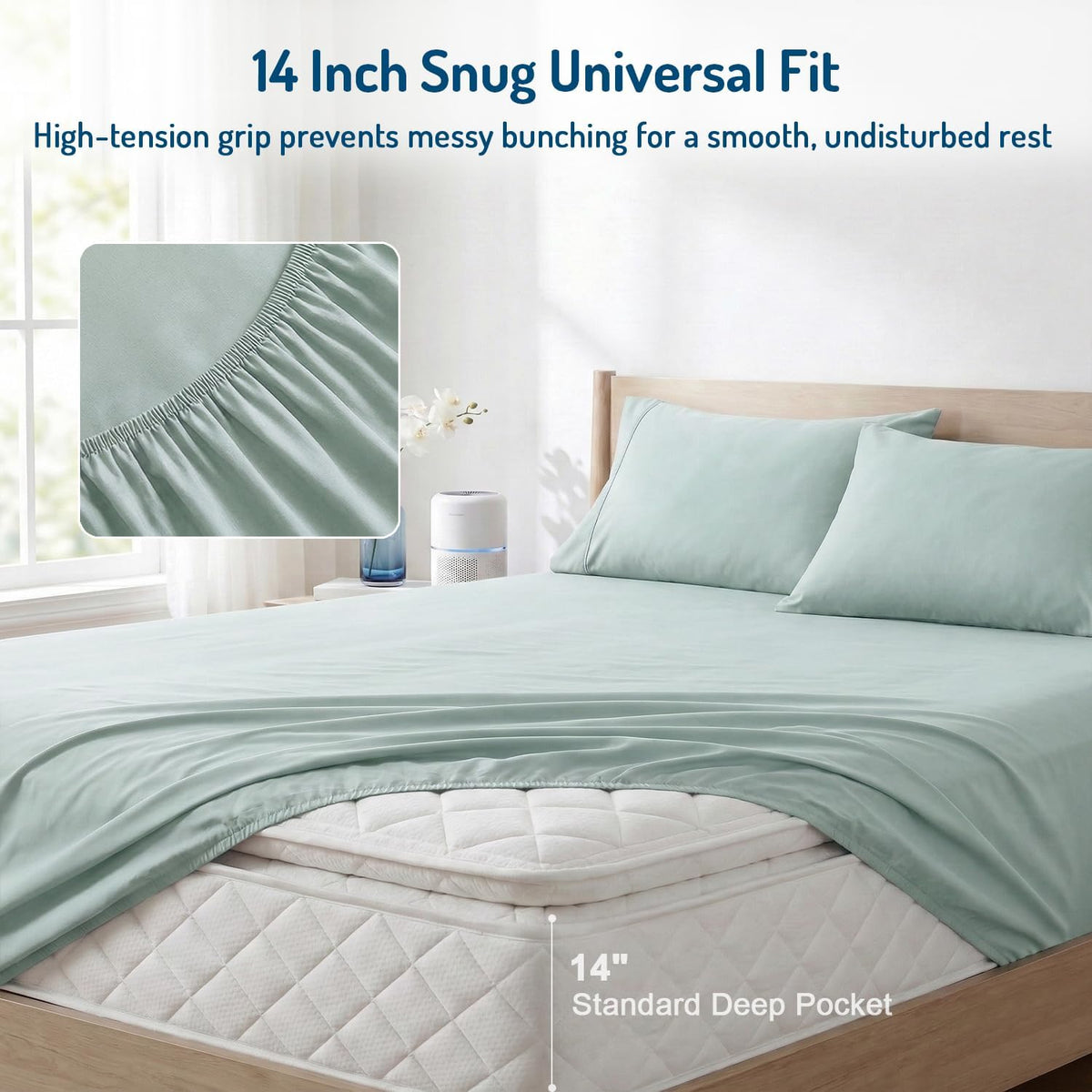 Coolmax® Cooling Sheets for Hot Sleepers, Queen Size, Aqua