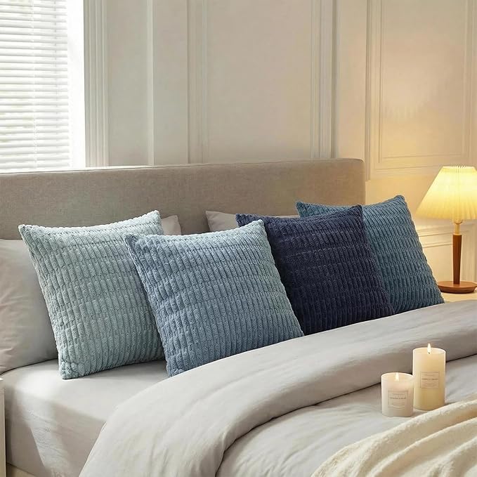 Fancy Homi Set of 4 Blue Decorative Throw Pillow Covers 18x18 Inch - Image 3