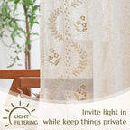 jinchan Belrose Linen Curtains for Bedroom Floral Curtains 72 Inch Length Linen - Image 5