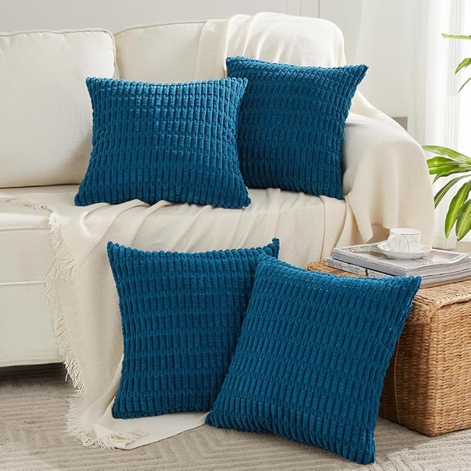 Fancy Homi 4 Packs Teal Decorative Throw Pillow Covers 22x22 Inch by Fancy+Homi