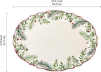 Bico Santa On The Way 16 plus 14 inch Scalloped Oval Platters Set, Set of 2, Microwave and Dishwasher Safe, for Serving Fish, Chicken, Turkey