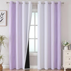 Estelar Textiler Lilac and Greyish White Ombre Blackout Curtains 102 Inches by ESTELARTEXTILER