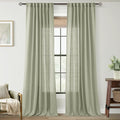 Linen Blend Sage Green Curtains 120 inch Length 2 Panels by Jolilight