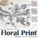 jinchan Floral Linen Cottage Kitchen Valance Curtain, 50x16, 1 Panel, Blue