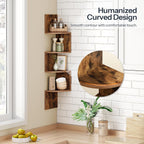 HOOBRO Corner Shelf Wall-Mounted, Set of 2 Floating Corner Shelves for Wall, 4-Tier Corner Bookshelves Floating Shelf for Wall Corner Shelves for Living Room Bedroom Bathroom Home Office Rustic Brown