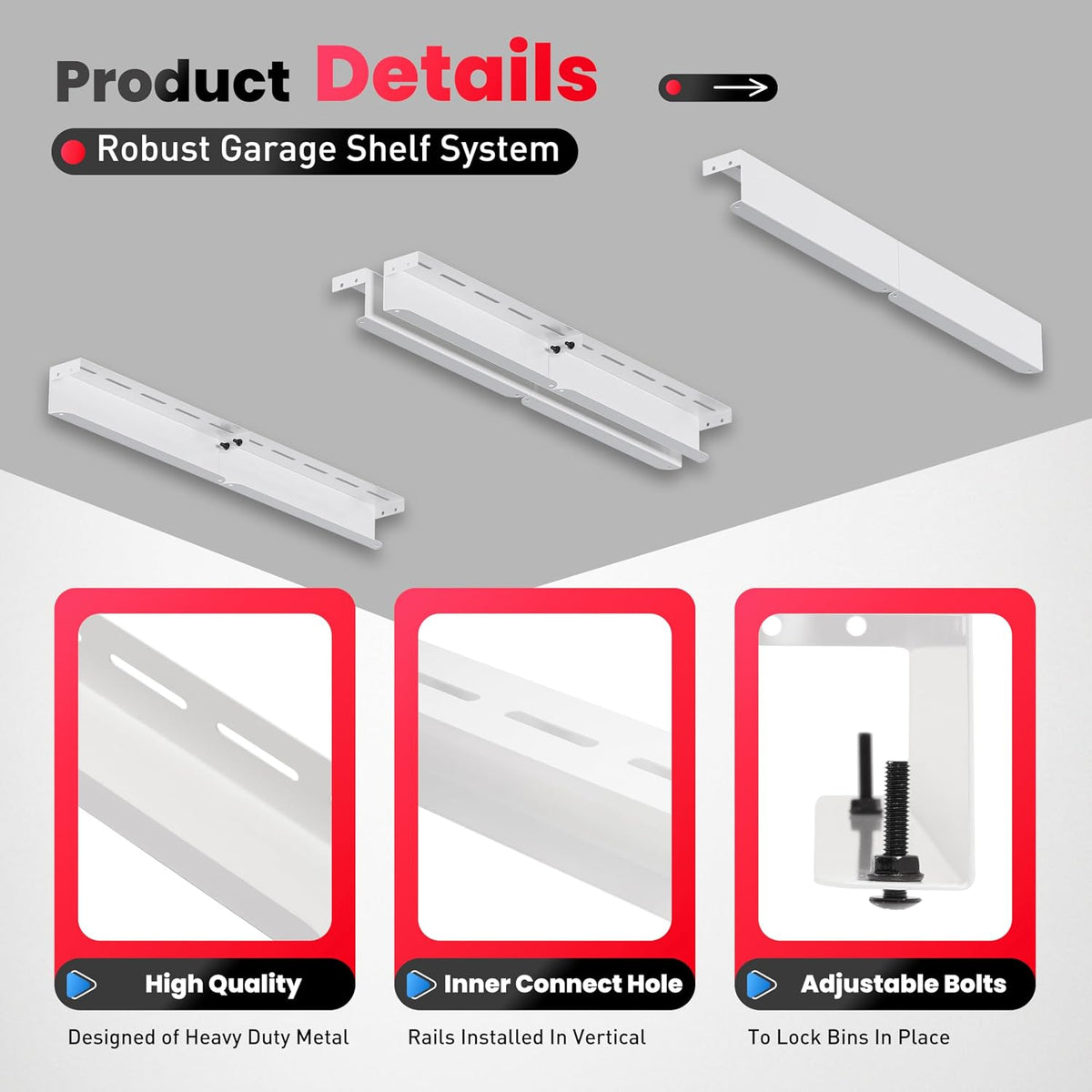 8pcs Heavy Duty Overhead Garage Storage Rack, Connectable Single