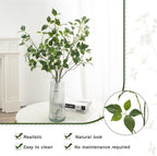 Artificial Plants Greenery Eucalyptus Stems Branches Plant for Home Decor，Faux Rustic Ficus Leaf Floral for Indoor Table Bathroom Bedroom Kitchen Decoration,Real Plastic Eucalytus Wedding Dcor（4PCS)