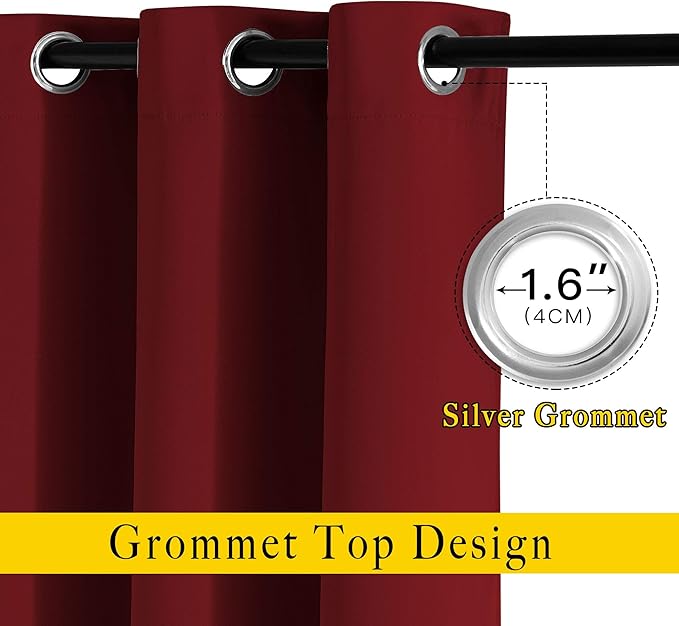 NICETOWN Burgundy Red 102 inch Curtains - Image 2