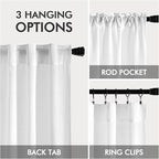 MIULEE White Linen Curtains 64 Inch Length 2 Panels - Image 3