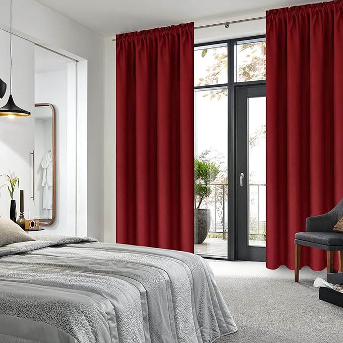 DWCN Burgundy Room Darkening Blackout Curtains - Image 2