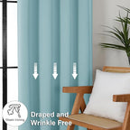Simplebrand Ava Aqua Short 36 Inches Blackout Curtain 2 Panels Set, Half Window - Image 7
