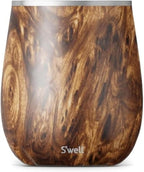 S'well Stainless Steel Wine Tumbler - 9 Fl Oz - Teakwood - Triple-Layered Vacuum-Insulated Container Designed to Keep Drinks Colder, Longer - BPA-Free Barware Accessories