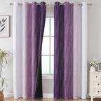 Estelar Textiler Purple and Greyish White Ombre Blackout Curtains 90 Inch - Image 2