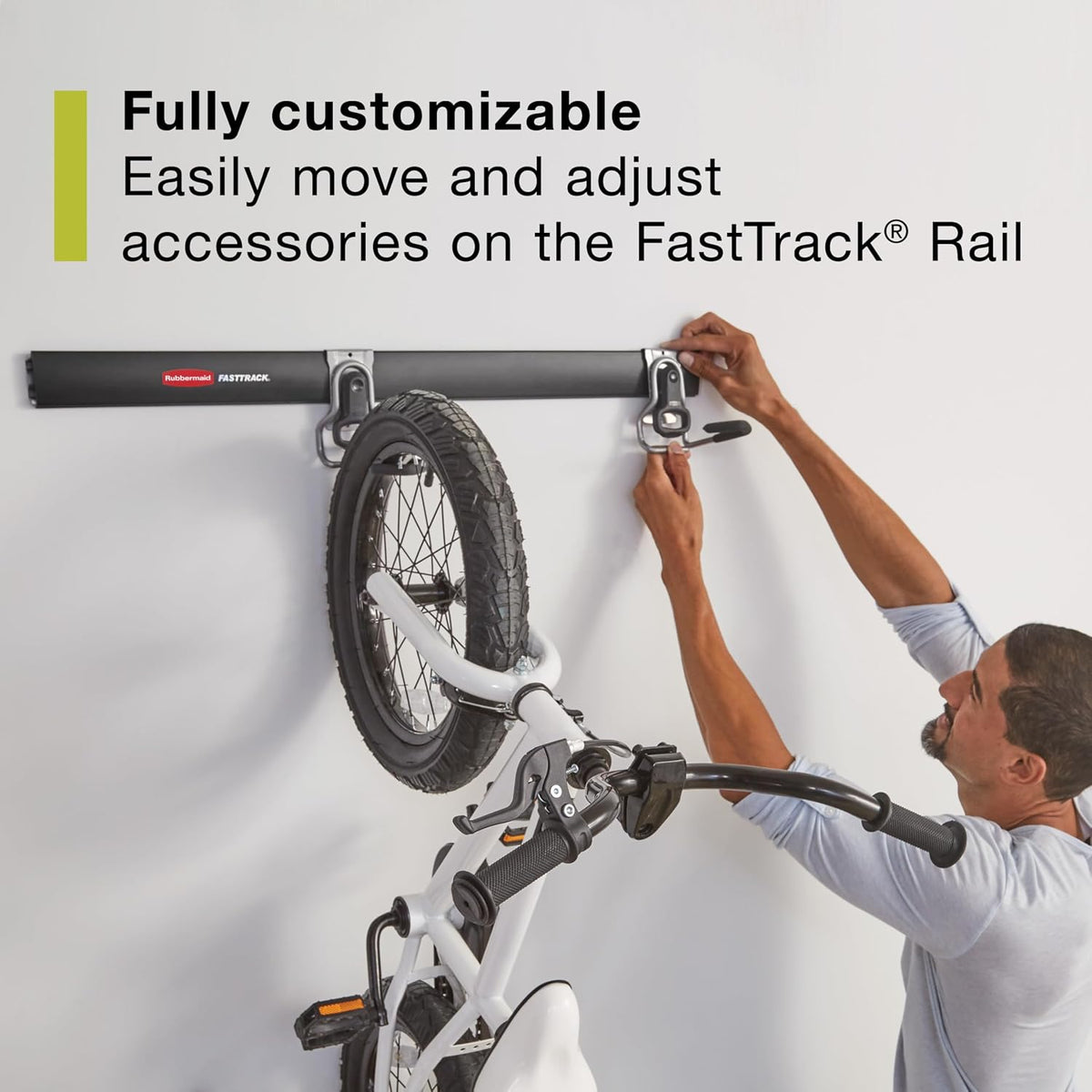Rubbermaid Fasttrack Wall Mounted Storage and Organization System Rail Horizontal 48" 2-Pack Holds up to 1750 pounds Each Rail for Home/Garage Storage and Organization