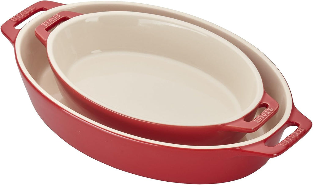 Staub Ceramic 2-piece Oval Baking Dish Set - Matte Black