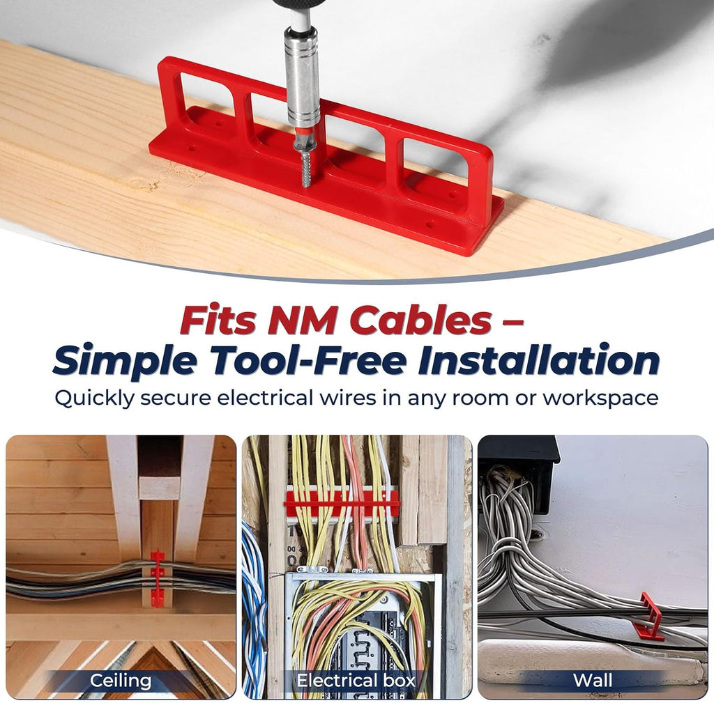 Cable Chase Wire Bracket, Electrical Wire Bracket, NM Cable Organizer, Wire Holder, NM Cable Support, NMSC Stackers - 20 Pack