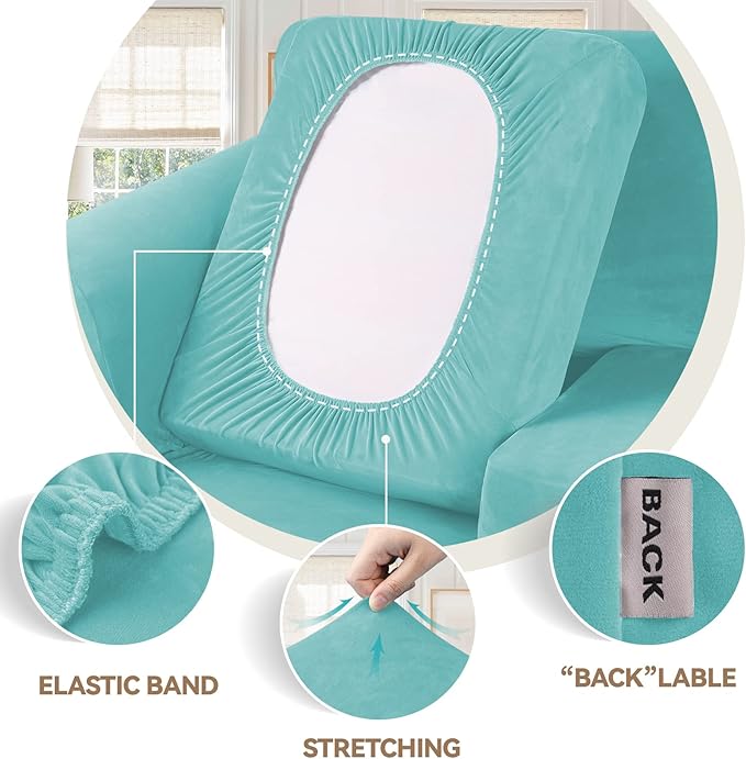 WEERRW 4 Pieces Velvet High Stretch Couch Covers - Image 3