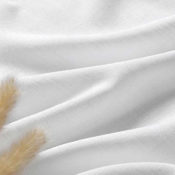 Nanspring White Linen Curtains 87 Inches Long - Image 5