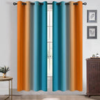 Yakamok Ombre Blue and Orange Curtains - Image 2