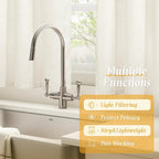 LAMIT Cream Linen Curtains 54 Inch Length 2 Panels, Light Filtering Faux Linen - Image 9