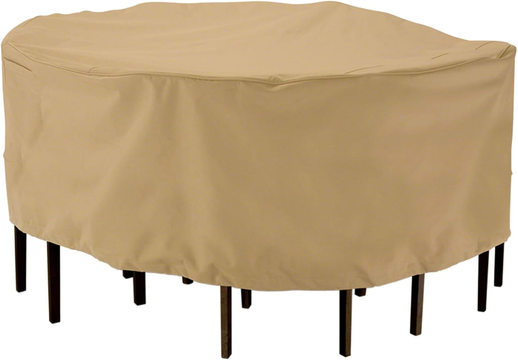 Classic Accessories Terrazzo Water-Resistant 69 Inch Round Patio Table & Chair Set Cover, Outdoor Table Cover