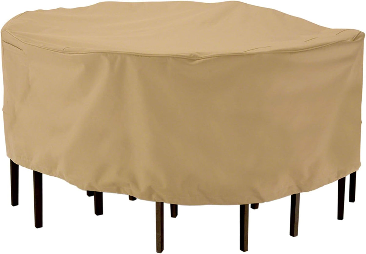 Classic Accessories Terrazzo Water-Resistant 69 Inch Round Patio Table & Chair Set Cover, Outdoor Table Cover