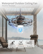 20" Gazebo Fans Outdoor Hanging, Caged Ceiling Fan with Light and Remote