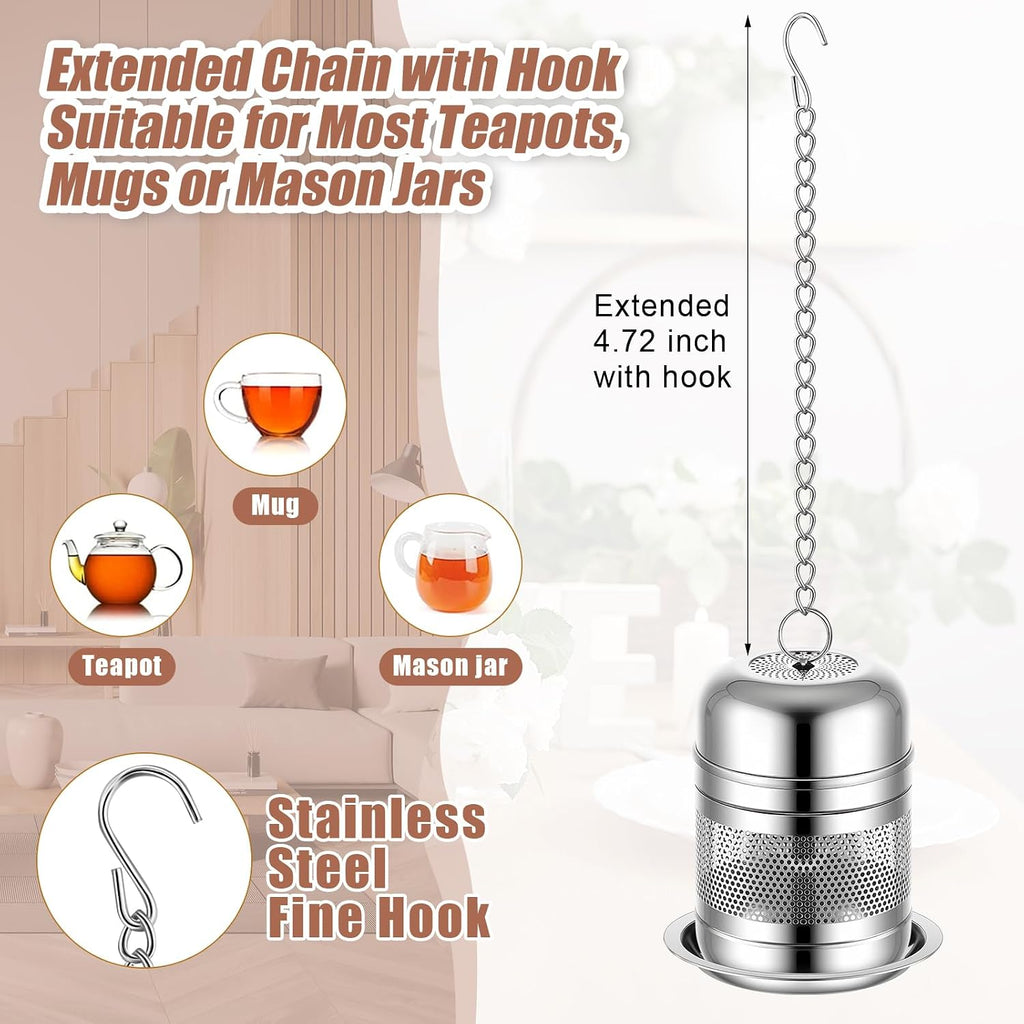 Umigy 4 Pcs Tea Infuser for Loose Tea, Stylish, 2.4 x 1.5 Inch, Silver