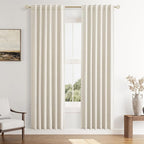Guken 100% Blackout Linen Curtains 80 Inch Length 2 Panels Set by Guken