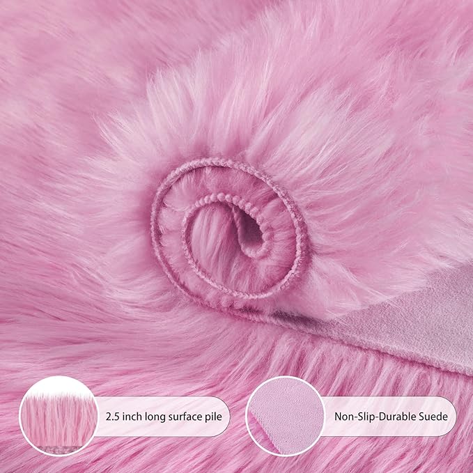 Ciicool Ultra Soft Faux Sheepskin Fur Rug Fluffy Chair Rug - Image 6