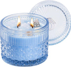 Chloefu LAN Purple Crystal Candles Lilac & Violet Candle for Home Scented, Non-Toxic, Unique Meditation Spiritual Gifts, 14 oz, Valentines Day Gifts for Mom Friends Wife Sister Stocking Stuffers