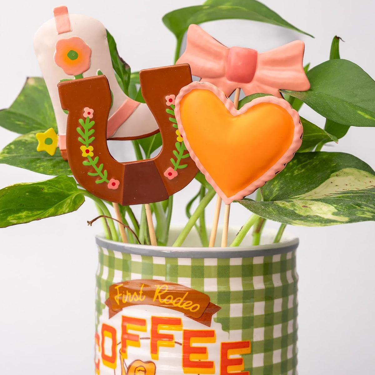 ban.do Decorative Plant Stakes for Pots, Cowgirl Icons