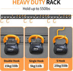 Garden Tool Organizer Wall Mount - Garage Storage and Organization Yard Tool Hanger with Adjustable Pegboard Hooks Shed Rack for Broom Mop Shovel Rake Trimmers, 48 inch Max 550lbs, Black