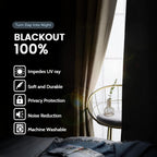 SimpleHome Beige 100% Blackout Curtains Room Darkening Living Room 84 Inch