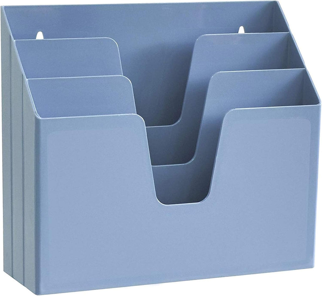 Acrimet Horizontal Triple File Folder Organizer Sorter, Letter Size, Blue