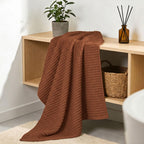 Waffle Bath Towels Set of 2 (Rust) - Fall Bathroom Decor, Large 31” x 62”