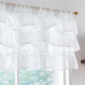 jinchan Ruffled Valance Curtain Shabbychic Farmhouse 18 Inch 1 Panel White