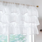 jinchan Ruffled Valance Curtain Shabbychic Farmhouse 18 Inch 1 Panel White