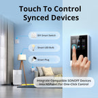 SONOFF Smart Switch, 2-Switch Panel Home Control, WiFi Smart Scene Wall Switch with Touchscreen, Smart Temperature Function, Lights Control, Compatible with Alexa and Google Home (1, White)