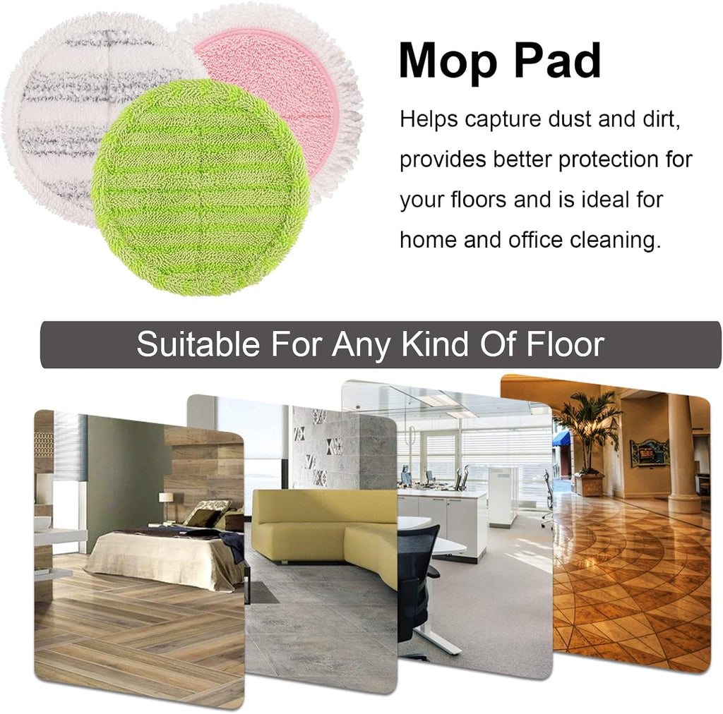 Cordless Electric Mop Pads, 6.3in Spin Mop Pads Compatible with vmai/alfabot/devoac/idoo/eous/verazon/kojeo Cordless Electric Mop, Round Mop Replacement Pads for Floor Cleaning(8 Pack)