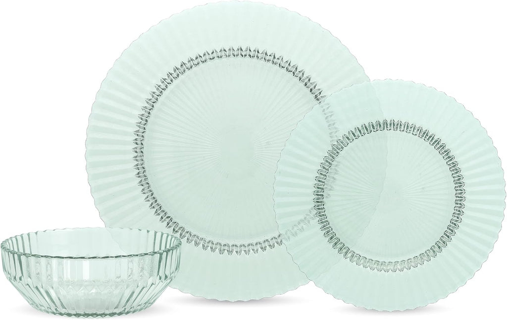 Fortessa Archie Glass 12 Piece Dinnerware Set (Service for 4), Cornflower Blue
