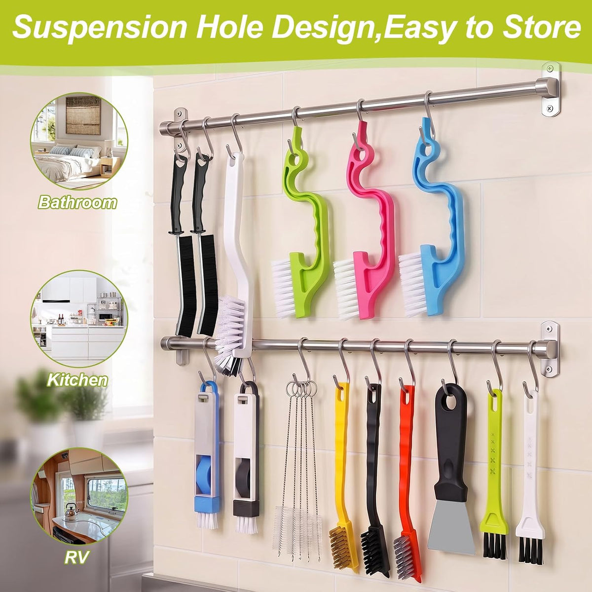 Crevice Cleaning Brush, 18 Pcs | Cleaning Brush | Hard Bristle Scrub